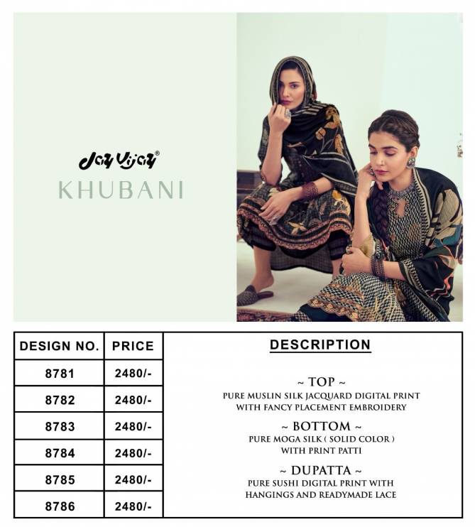 Khubani By Jayvijay 8781 To 8786 Heavy Dress Material Wholesale Market In Surat